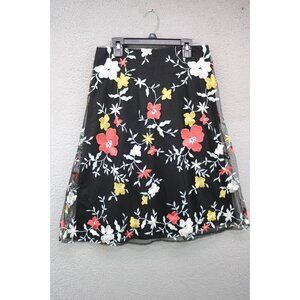 Beige by ECI Sheer Mesh Floral Embroidered Black Skirt-Size 4-Whimsigoth-Lined